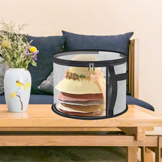 Oversized Clear Hat Storage Bag with Handle Zipper Closure Transparent Design Foldable Cowboy Hat Organizer Wide Brim Hat Case