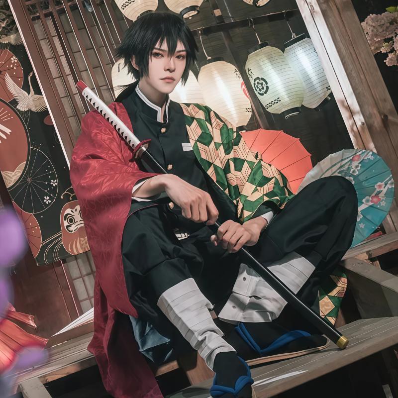 Аниме Kimetsu No Yaiba Tomioka Giyuu аксессуары для костюмов для косплея Pak Uniformen Kostuums Pruik Kind Volwassen Feest Cadeau
