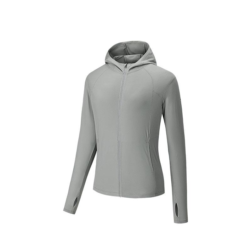 Anta Simple Comfortable Versatile Hooded Breathable Sun Protection Clothing Women Outerwear Star-Diamond-Gray 162527707-6