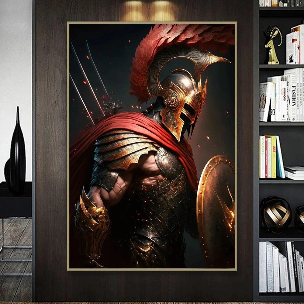 Греческая мифология Бог Арес печать плакатов для гостиной домашний декор миф герой шлем и доспехи холст картина настенное искусство Куадрос без рамки