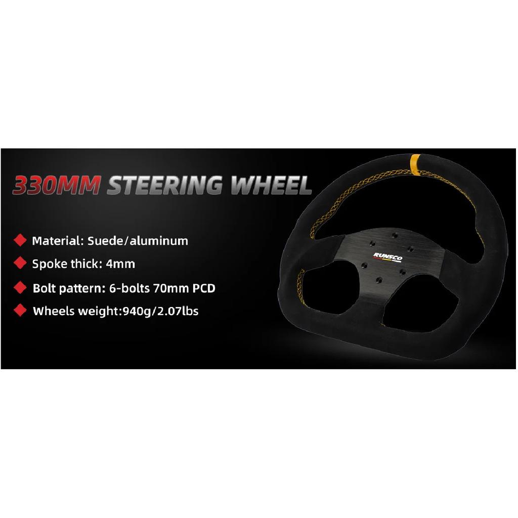 330mm GT Steering Wheel Suede Competitive Karting Drift Racing PC Simulation Game Wheel Rim