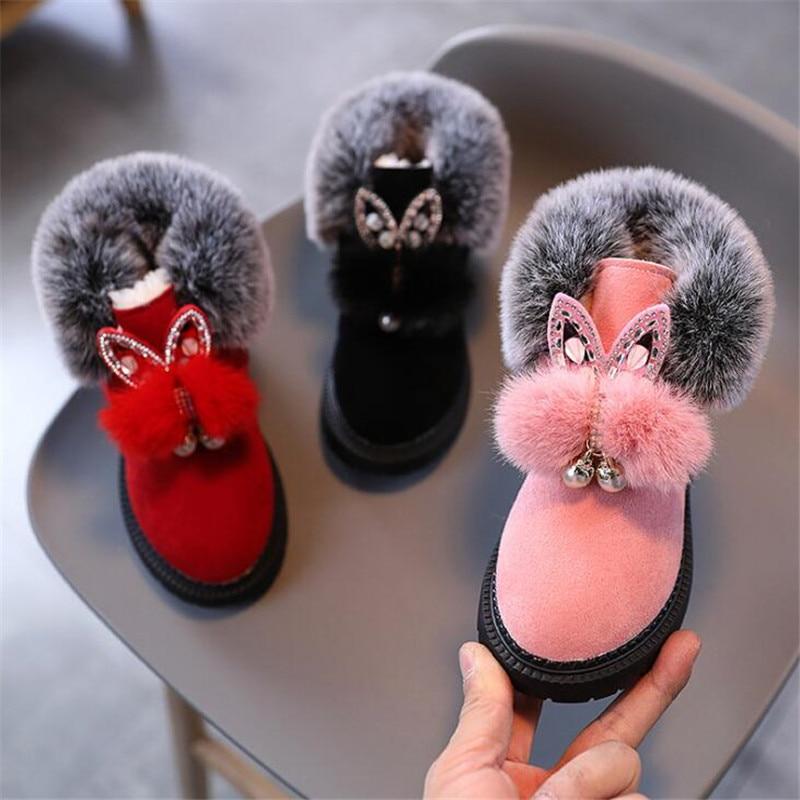 Winter Children Snow Boots Flat Girls Princess Cotton Shoes Fashion Thick Velvet Short Tube Baby Boots