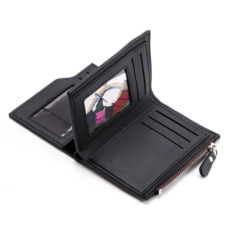 Men Fashion Short Wallets Artificial Leather Card Holder Vintage Design Casual Purse Wallet
