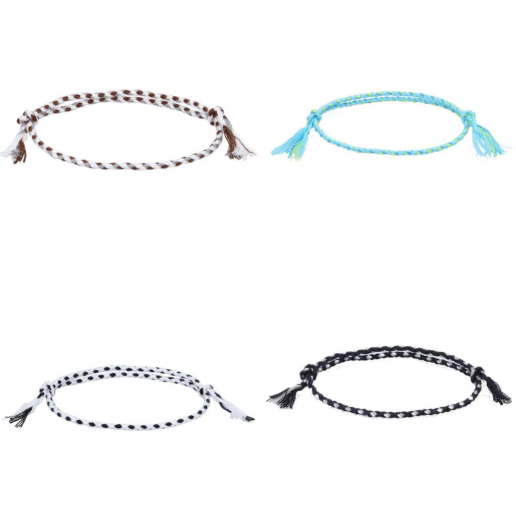 Cross-border New Arrival Minimalist Safety Buckle Four-strand Colorful Hand Rope Handcrafted Woven Red Rope Bracelet