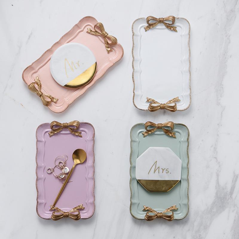 Европейский ретро-стиль бант из смолы лоток для украшений лоток для хранения украшений декоративный лоток для фруктов