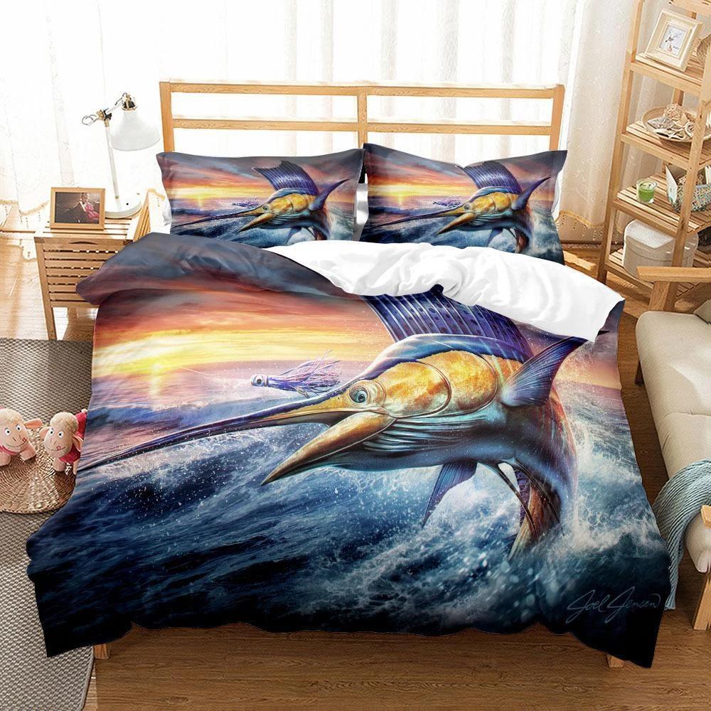 Fishing Bedding Set Hunting Down Duvet Cover Queen King Single Duvet Cover Pillowcase 2/3pc Gift Soft Bedroom Decoration