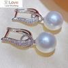 Luxury Lady Shiny Crystal Jewelry Earrings with Simulated-pearl Pendant Delicate Design Accessories for Wedding Ceremony