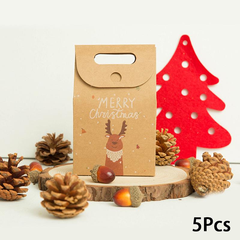 5 шт. Navidad украшения детские сувениры упаковочная коробка подарочные пакеты конфеты подарочная коробка крафт-бумага новый год 2024