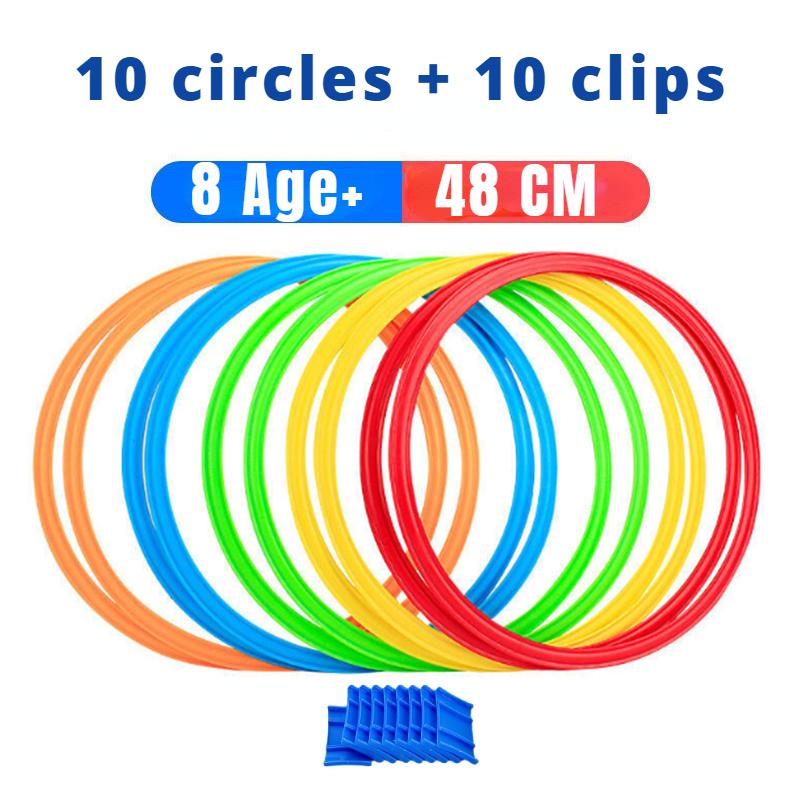 Игровой набор для прыжков через кольца на открытом воздухе для детей - 10 колец и 10 соединителей для мальчиков и девочек, веселые спортивные игрушки для физических тренировок для игры в парке