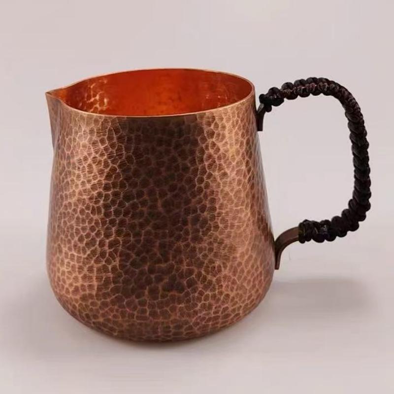 Винтажная медная кофейная кружка, кружка Moscow Mule, утолщенная, большого размера, текстура молотка, плетеная ручка, 700 мл, пивная кружка, чайная кружка, посуда