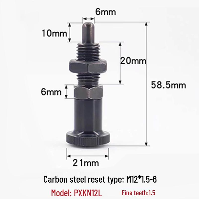 Stainless Steel/Carbon Steel Indexing Pin: Knob Plunger, Self-Locking, Re-Locking, Fine Thread, Complete Specifications