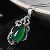Женское ожерелье из стерлингового серебра 925 пробы с каплей воды, изумрудный циркониевый кулон для свадебной вечеринки, ювелирные изделия