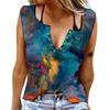 Women Tanks Sexy V Neck Sleeveless Summer Tops Vest 3D Print Multicolored Clouds Tops