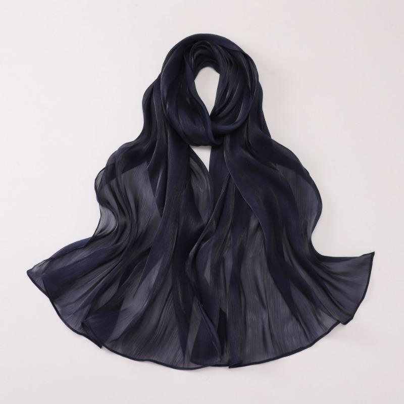 Solid Color Island Silk Crepe Long Scarf Ethnic Minority Women Headscarf