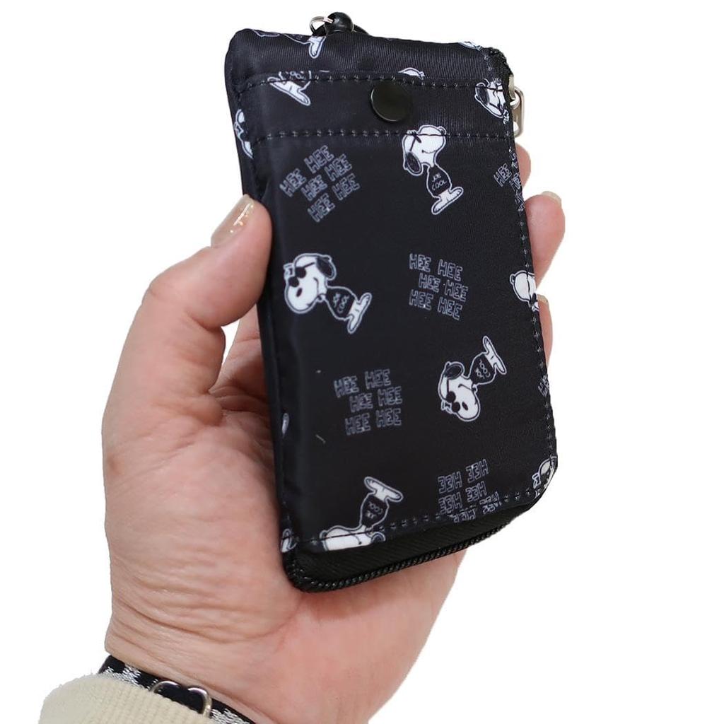 MARIMOCRAFTSNOOPY Joe Cool Монохромный ключница x x Peanuts Ключ Ключ и пропуск Катушка для ключей Флаер, В12,5 Ш7,5 Г2 см, SPIK-454. Кошелек, Чехол, Женский Мужской
