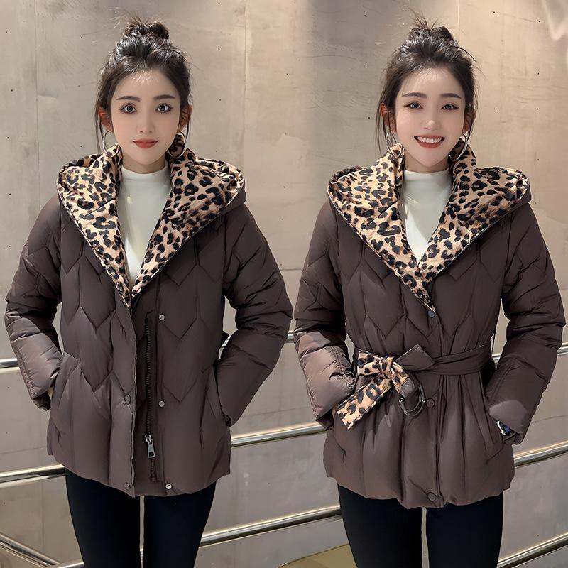 Women's New Leopard Print Cold Windproof Lightweight Thickened Fluffy Warm Loose High-quality Fabric Casual Sports Parker Cotton Jacket