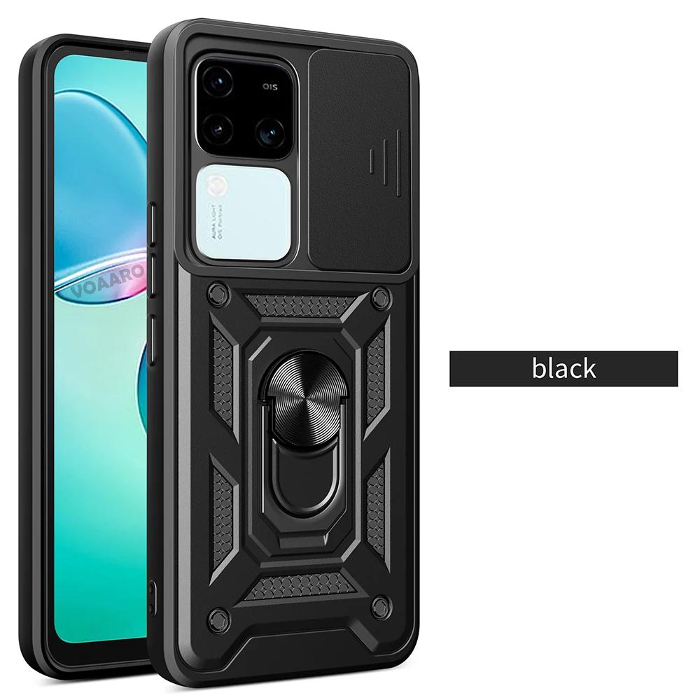 Slide Lens Funda for Vivo V30 Pro 5G Case for Vivo V30 Lite X100 Pro V25 5G Y28 V25e Global Case Magnetic Ring Stand Armor Cover
