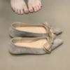 Fashion Bow Women Flats Shoes Fashion Pointed Toe Sandals Designer Shallow Autumn Brand Shoes 2025 New Elegant Suede Zapatillas De Mujer