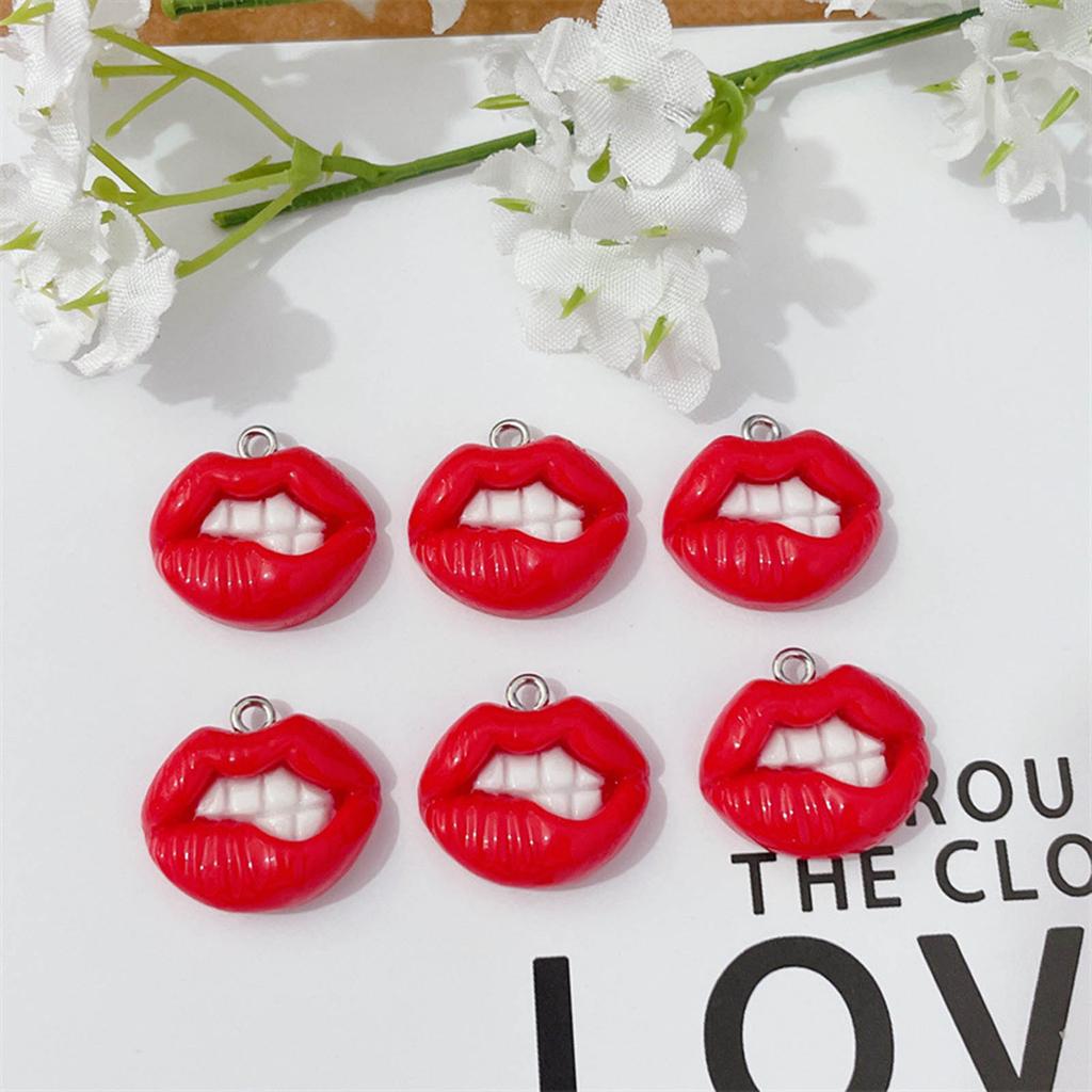 10pcs Sexy Red Vampire Mouth Lip Resin Charm for Jewelry Making Findings Cute Earring Keychain Pendants DIY Flatback