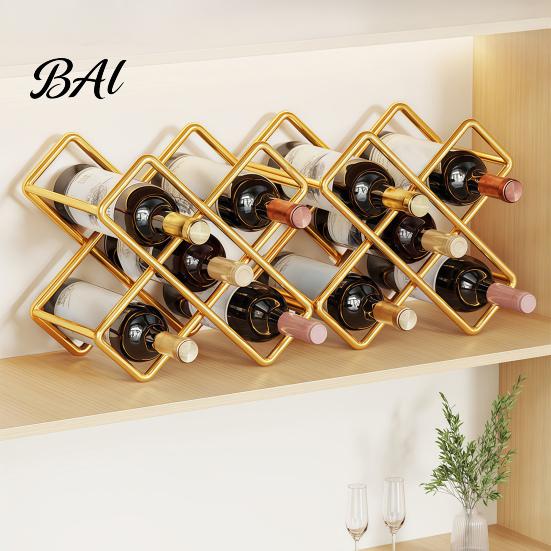 Decorative Wine Holder 1/2Pcs Freestanding Metal Rack, Tabletop Multiple Bottle Organizer Holder, Countertop Display Stand for Kitchen Bar