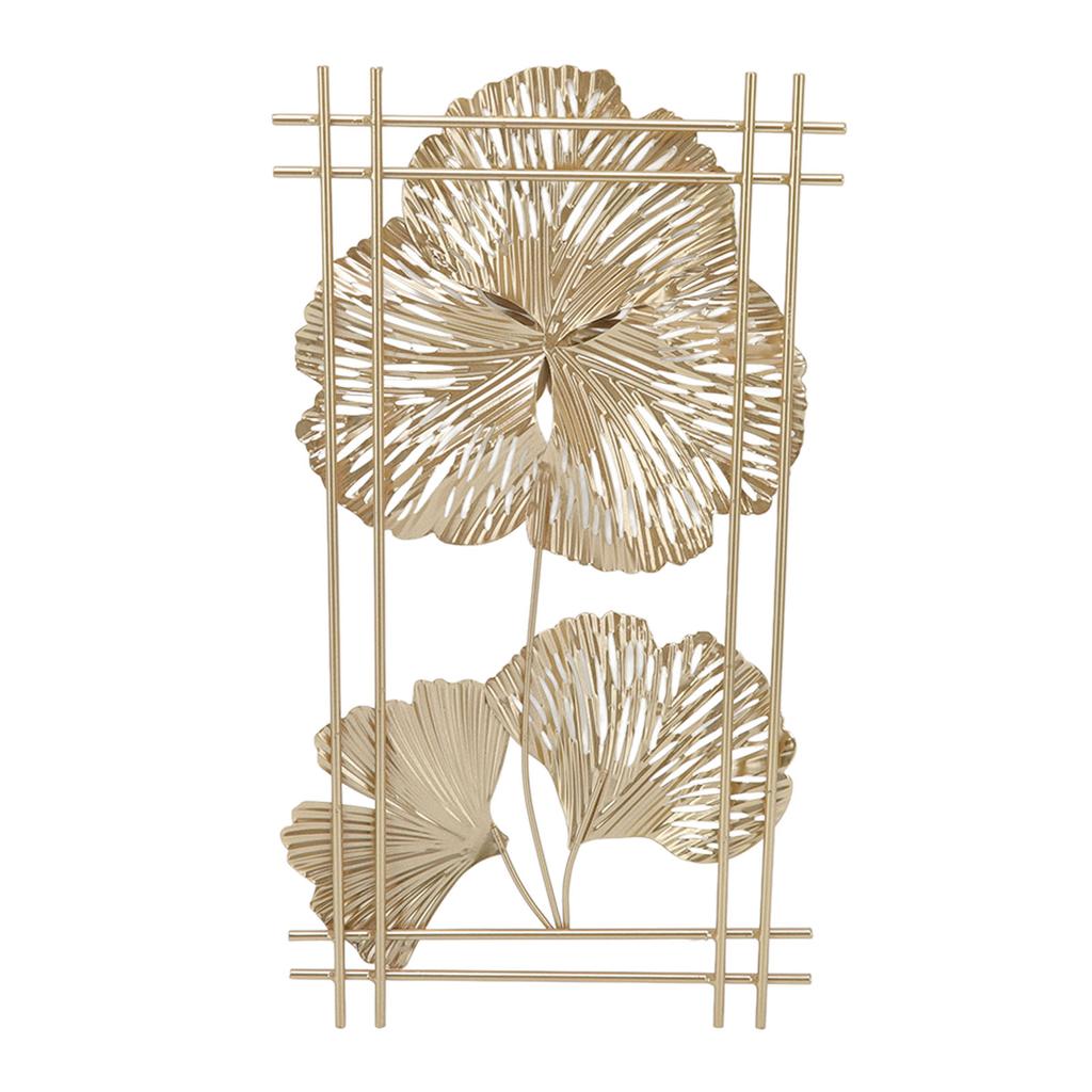 Golden Metal Ginkgo Leaf Decoration Modern Minimalist 3D Wall Sculpture for Bedroom Living Room