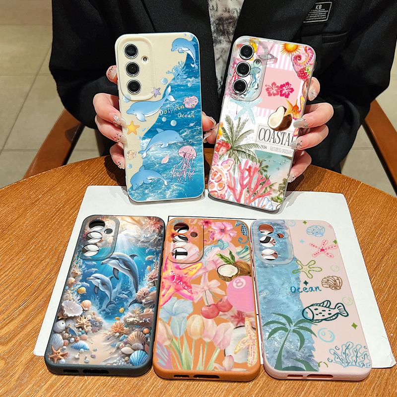 Чехол 'Звездное Море Дельфин Приключение' Для Samsung S26 S25 S24 Ultra S23 S22 S21 FE A15 A16 A17 A35 A36 A37 A54 A55 A56 A57 5G Кожаная Текстура Обложка