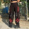 Spring and Summer Women's Netflix Street Dark Chain Button Webbing Hip Hop Loose Casual Pants