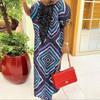 Plus Size Women Half Sleeve Sequin Print Patchwork Casual Baggy Oversized Maxi Kaftan Dress
