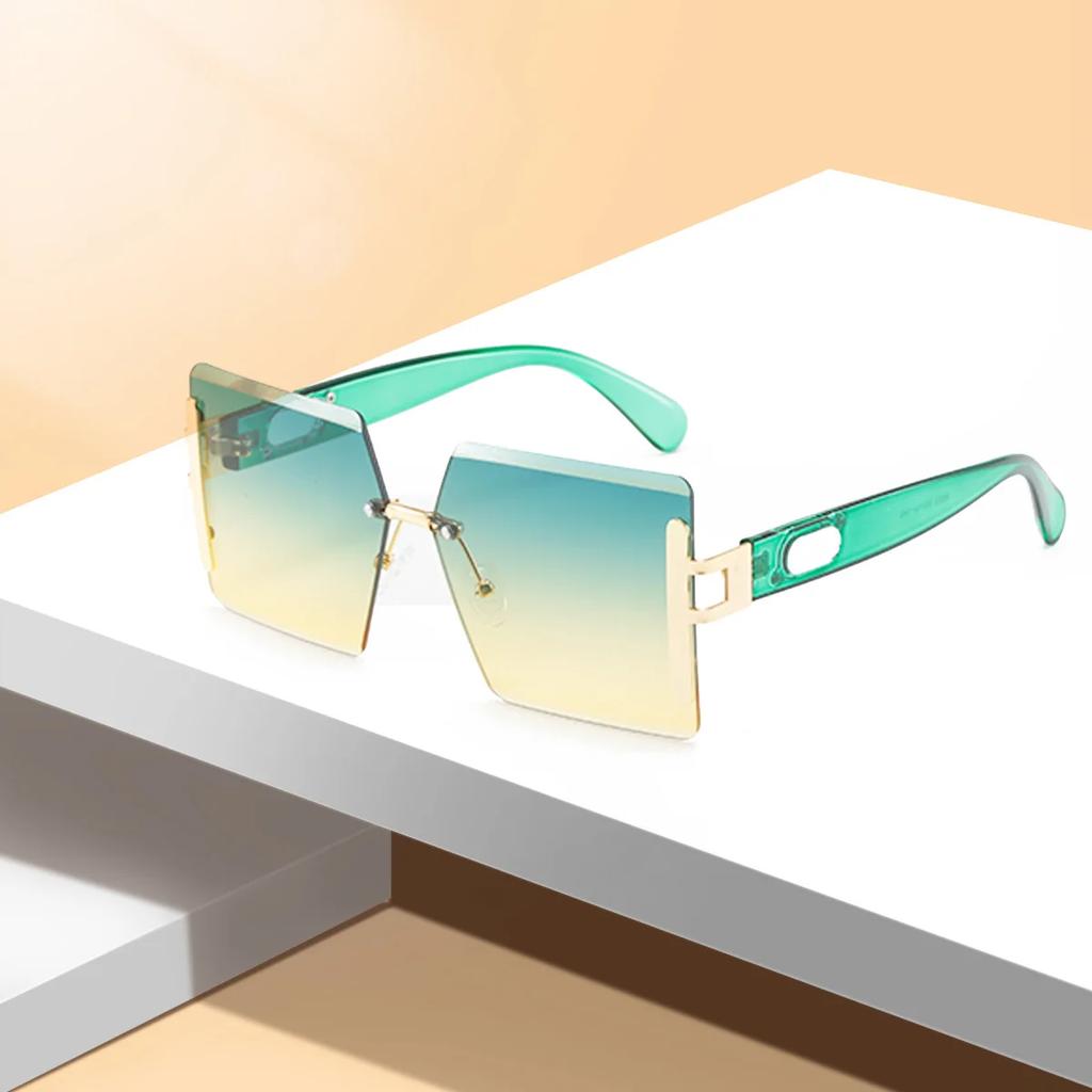 Rimless Sunglasses Big Sunglasses Men Square Shades Brand Designer Unisex Sun Glasses Black Lense Male Female Sunglasses Uv400