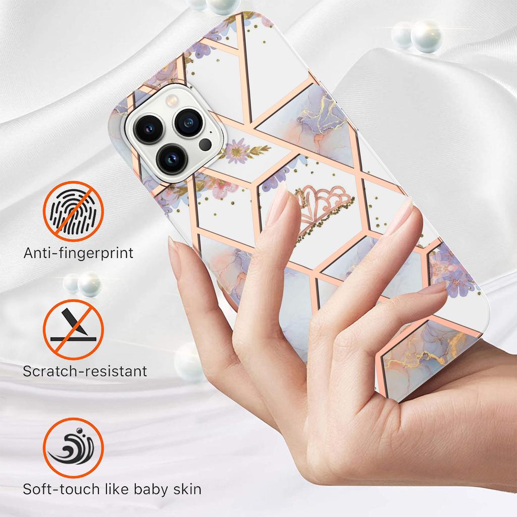 Ультратонкий чехол для телефона IMD ​​с золотой каймой и мраморным цветком для iPhone 12 12ProMax 11ProMax XSMax XR XS iPhone 7 8 SE iPhone 13 14 15