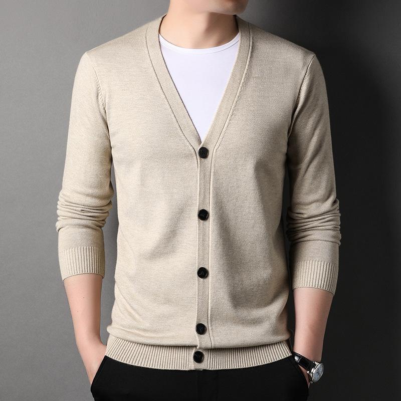 Autumn New Men's Korean Style Trendy Jackets for Young and Middle-aged Men's Long-sleeved Sweater Knitted Cardigan Jackets