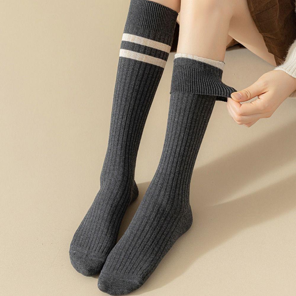 Solid Color Middle Tube Socks JK Women Stockings Elastic Female Hosiery  Ladies