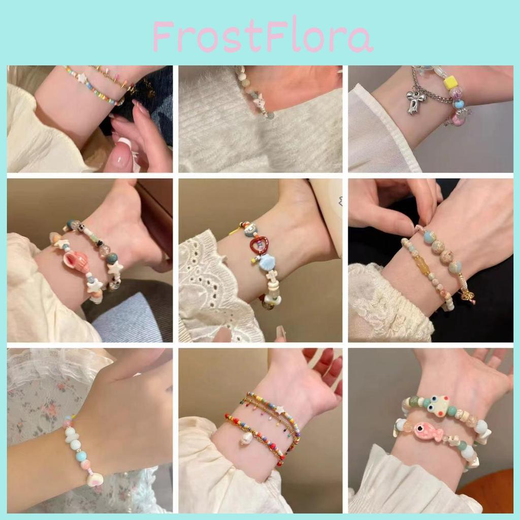 Chic Macaron Ceramic Sea Shell Beaded Bracelet Unique Fresh Sweet Jewelry For Women