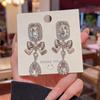 S925 Silver Needle Geometric Bow Rhinestone Earrings for Women - Elegant All-Match Celebrity-Style
