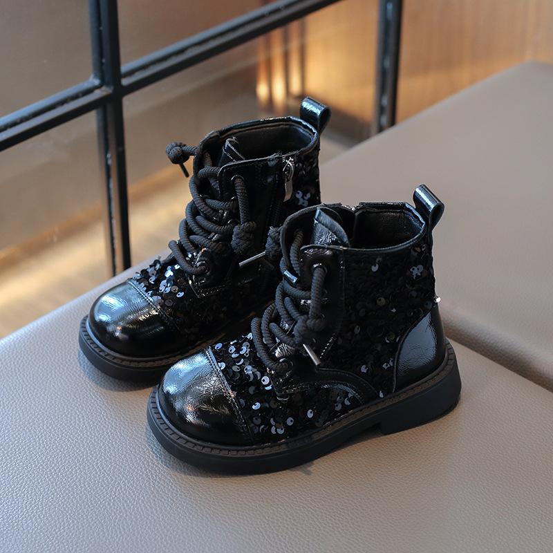 Осень Новая Мода Женские Ботинки Блестки Милые Туфли для Девочек Дышащие Удобные Детская Обувь Тренд Туфли Принцессы Ботильоны для Женщин