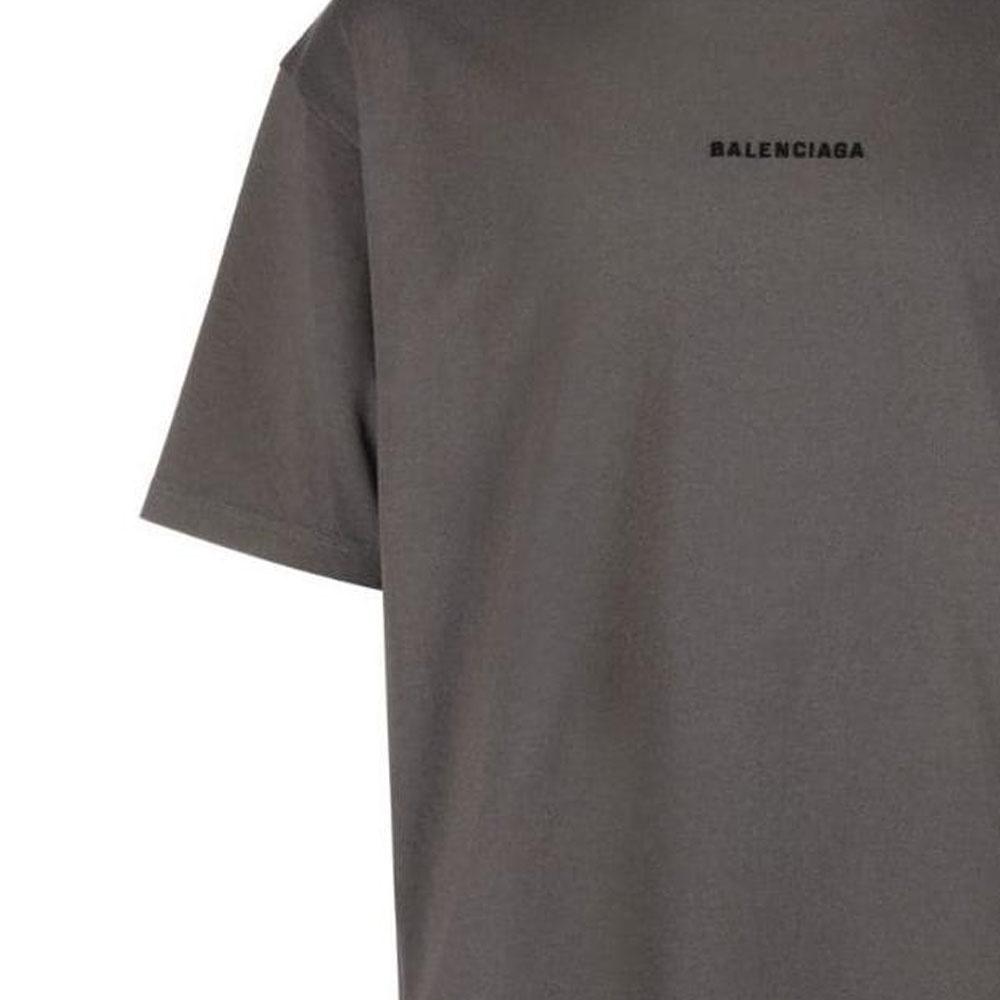 Balenciaga Embroidered-Logo Cotton T-shirt 'Grey' Men's 612966TNVG91300