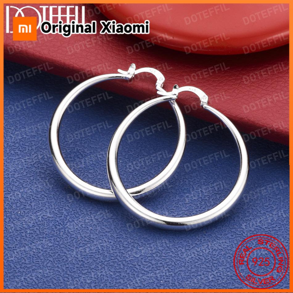 Xiaomi Серьги-кольца из стерлингового серебра 925 пробы, 40 мм, изящные, полированные, для женщин, модные, свадебный подарок, ювелирное изделие