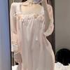 Long-sleeved Nightgown Women's Spring and Summer Court Princess Vintage Lace Sweet Long Homewear Net Sexy Pajamas