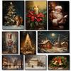Vintage Winter Christmas Gingerbread Santa Christmas Tree Posters Prints Canvas Painting Wall Art Picture Living Room Home Decor