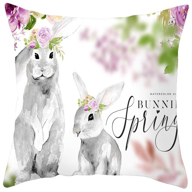 Пасхальная персиковая кожаная бархатная наволочка Весенний нарисованный кролик цветы цифровая печать домашняя ткань наволочка