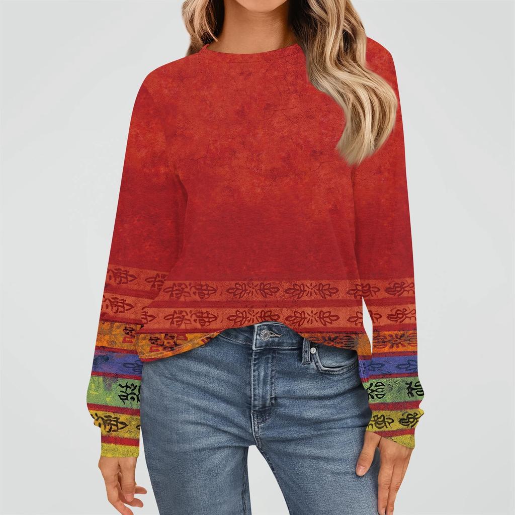 Women's Fashion Long Sleeve Shirts Loose Fitted Crewneck Basic Tops Casual Outfits