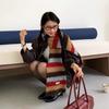 Long Plaid Wool Scarf Preppy Style Winter Cashmere Scarves Simple Stripe Scarf  Student