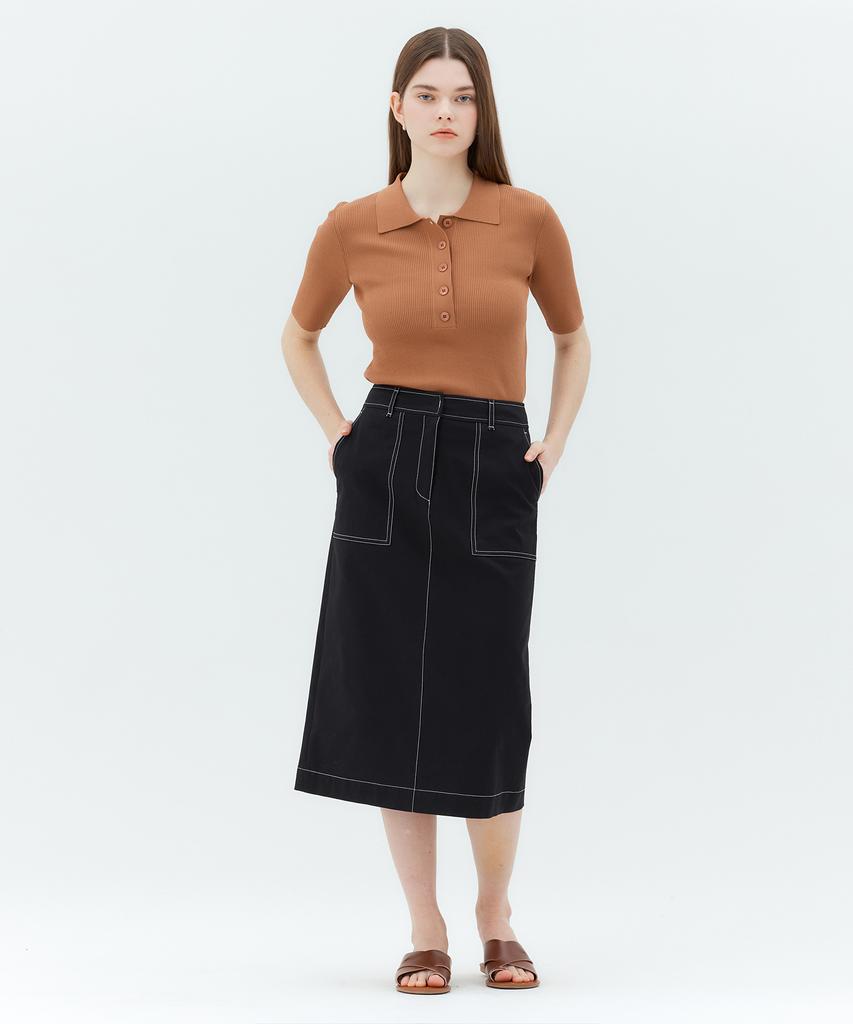 MIND BRIDGE WOMEN [W] Ribbed Slim Fit Collared Knit - 2 Colors Mykt3206