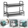 Подставка для сушки посуды, 2-уровневая, с противоскользящими ножками, вмещает 17 тарелок, 18 мисок, стаканов, ланч-боксов, кухни