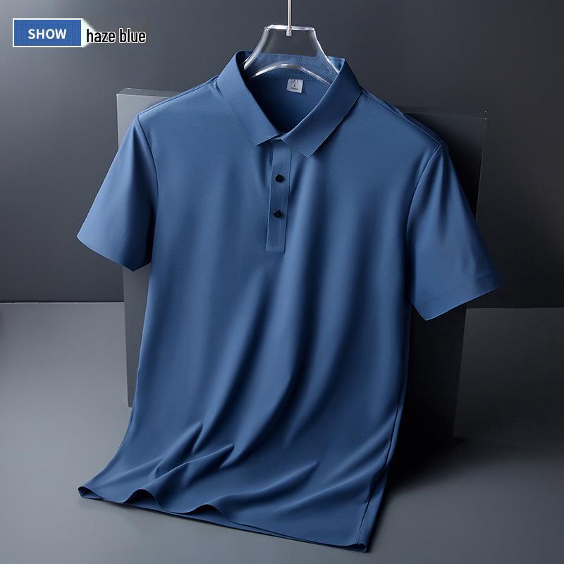 Men's Trendy Seamless Ice Silk Polo Shirt - Short Sleeve, High Quality, Lapel Design for Summer