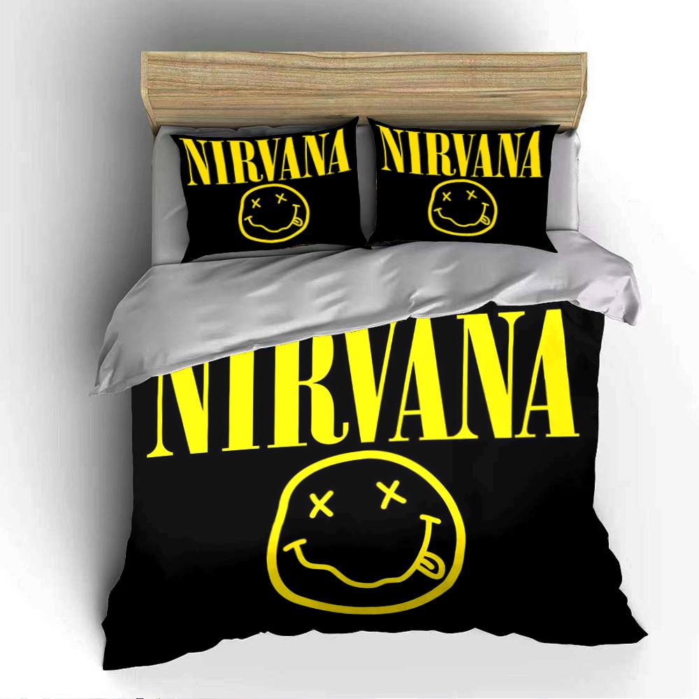 Набор постельного белья Nirvana Логотип Черно-желтый Постельное белье (1 пододеяльник, 2 наволочки, одеяло в комплект не входит)