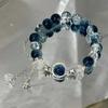 Niche Design Star Chain Tassel Браслет для женщин Fantasy Blue Crystal Бусины Эластичный веревочный браслет Лучший друг Ювелирные изделия Подарки