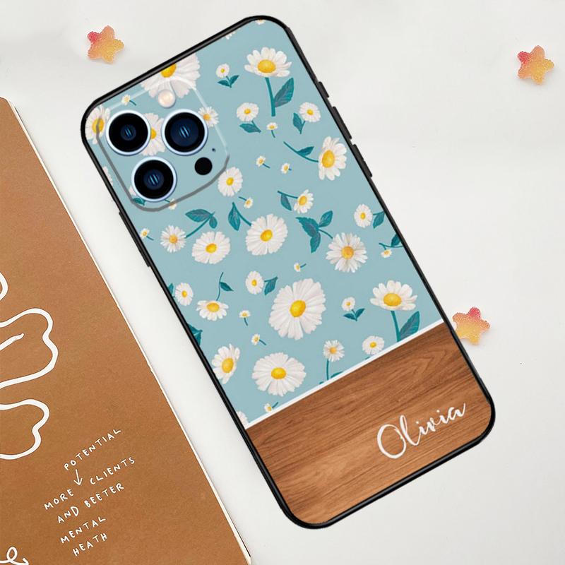 Персонализированный деревянный чехол с цветочным узором из листьев для Apple iPhone 12 13 Mini 11 14 15 16 Pro Max Plus X XR XS Max Coque