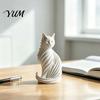 Creative Desktop Accessories for Study 3D Printed Cat Sculpture, Modern Style Matte Statue, Black Minimalist Animal Art Room Decor And White