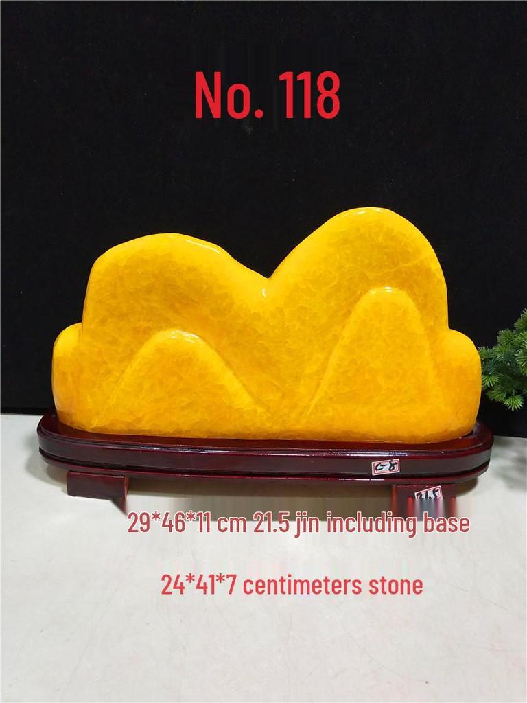 Yellow Dragon Jade Decorative Stone: Feng Shui Ornament for Home Entrance